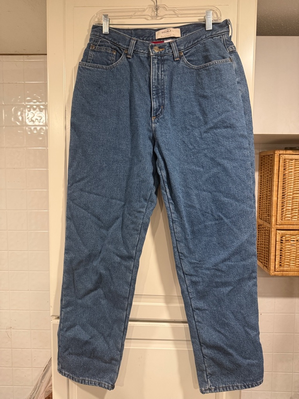LL bean Classic High-Rise Blue Denim insulated Jeans size 12 4:20